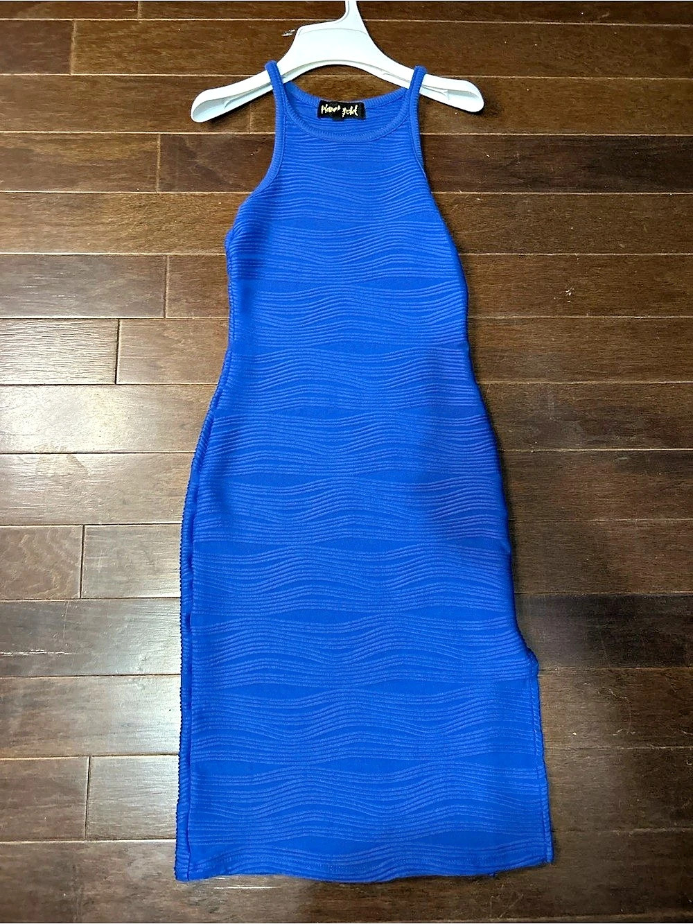 Planet Gold Blue Textured Maxi Dress Size XS Like New